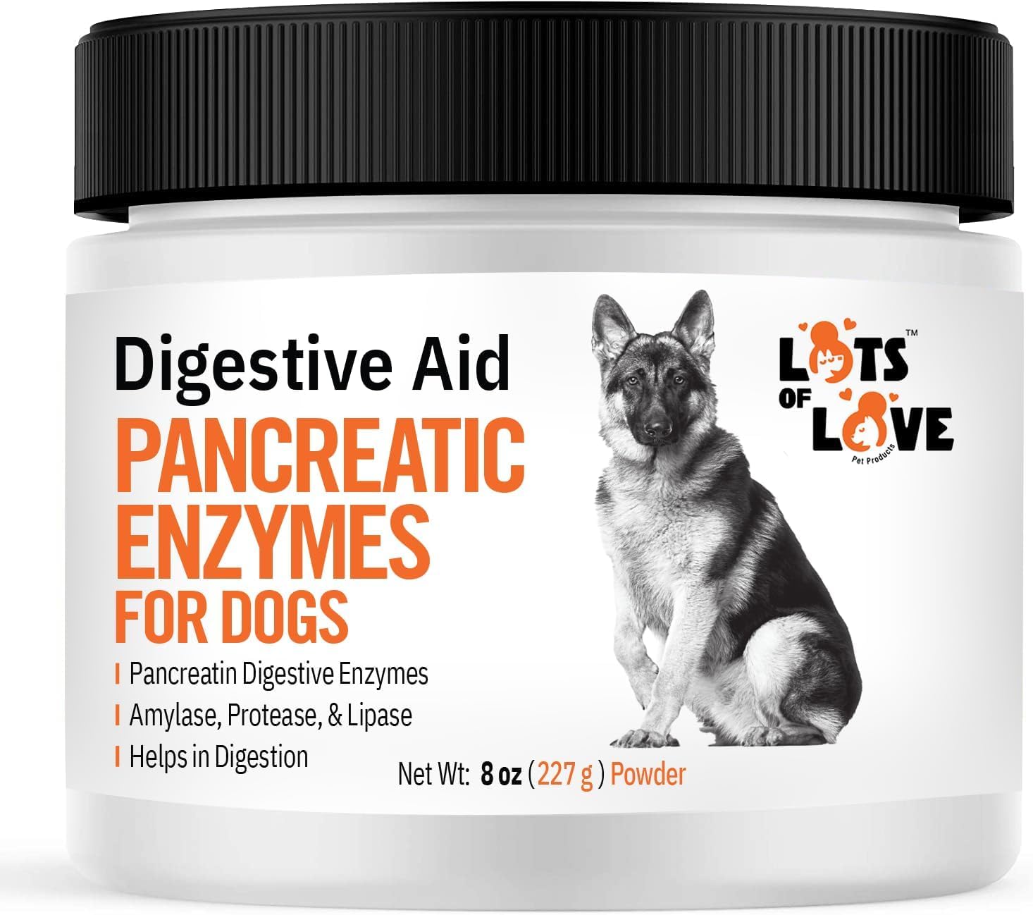 Lots of Love Bundle Set of 3 - Pancreatic Digestive Enzymes for Dog & Cat (8 oz Powder), Dog Probiotic Chewable Tablet (60 Tablets) and Brewer's Yeast Powder for Dogs for Healthy Skin and Coat (8 oz)