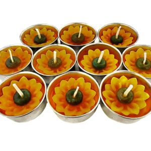 HukDok Flower Shape Tealight Candles for Birthday Party Home Décor Spa Wedding Anniversary Valentine's Day Mother's Day Celebration Baby Shower Decoration. (Sunflower)