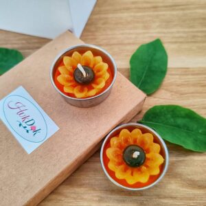 HukDok Flower Shape Tealight Candles for Birthday Party Home Décor Spa Wedding Anniversary Valentine's Day Mother's Day Celebration Baby Shower Decoration. (Sunflower)