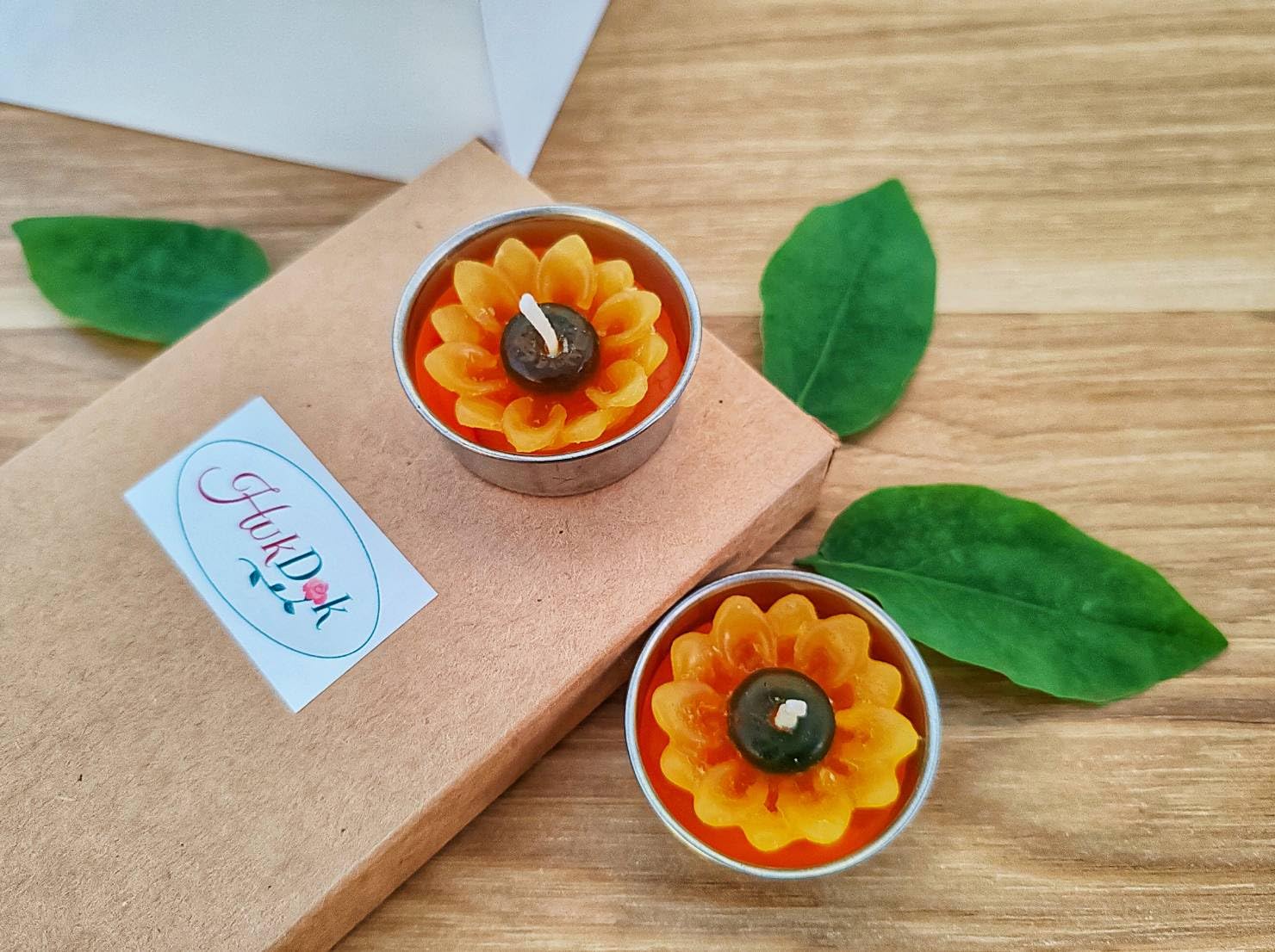 HukDok Flower Shape Tealight Candles for Birthday Party Home Décor Spa Wedding Anniversary Valentine's Day Mother's Day Celebration Baby Shower Decoration. (Sunflower)