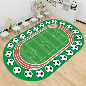 puyosvr soccer field area rug,6x8ft, green sports football printing rugs, children's room game small carpet indoor non-slip washable carpet,for boysbedroom game room kindergarten living room kitchen