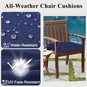 MJIAIDEA Outdoor Chair Cushions Set of 2 for Patio Furniture 22x22x4 Inch Waterproof Patio Chair Cushion 3 Year Color Fastness Square Elastic Foam Garden Sofa Couch Pads with Ties and Handle,Blue