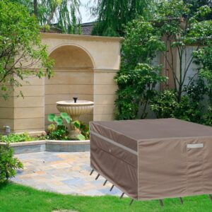 Garden Balsam Heavy Duty Waterproof Patio Furniture Covers,Fade Resistant Outdoor Table and Chair Covers Large Square 126"Wx 126"D x 28"H Brown