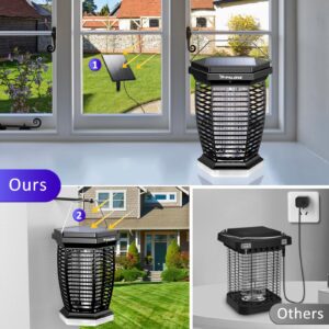 PALONE Solar Bug Zapper Outdoor, 3 in 1 Mosquito Zapper with 3.5m Extended Solar Panel, 4500V Electric Bug Zapper Indoor, Fly Zapper with 7 Lighting Modes for Outdoor Courtyard Backyard Garden