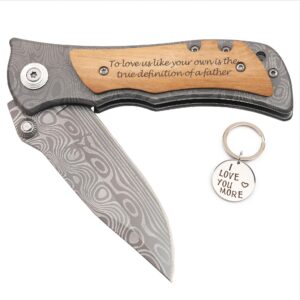 corfara adoptive stepfather gifts, to love us like your own is the true definition of a father pocket knife, father's day gifts for stepdad, step dad parent gifts bonus dad gifts