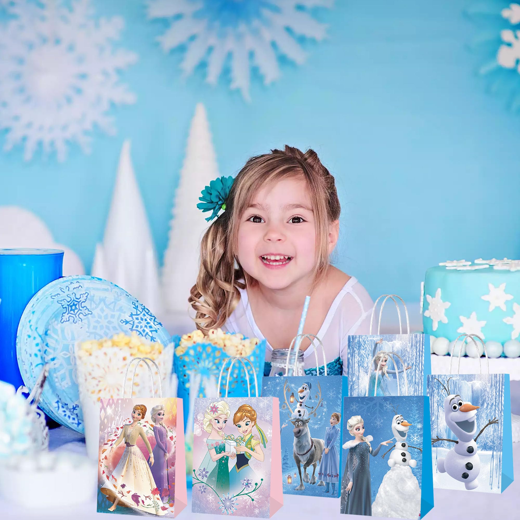 Generic Frozen Birthday Party Supplies, 16pcs Frozen Favor Bags Elsa Candy Bags for Frozen Birthday Party Favor, Elsa Birthday Party Favor Decorations