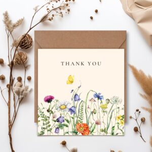 CCAMSSELY Thank You Cards with Envelopes - 50 Pack Floral Blank Thank You Cards Bulk for Wedding Baby Shower Bridal Birthday Graduation