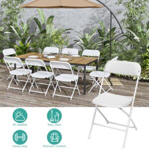 SEALAMB 6 Pack Patio Dinning Chairs, Indoor Outdoor Portable Plastic Folding Chairs with Steel Frame for Patio Dinning Garden Wedding Backyard Party, 350LB Weight Limit (White, 6 Pack)