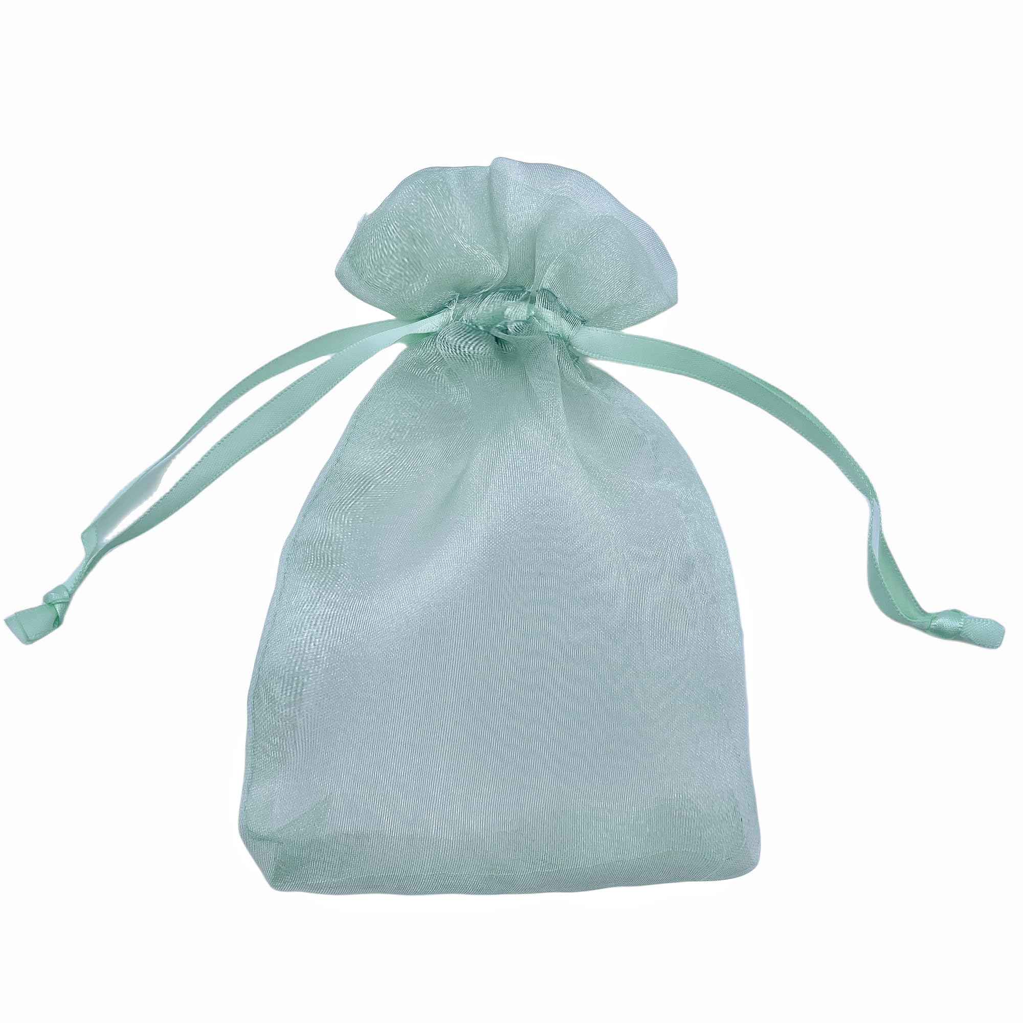 QIANF 20 Pcs 8x12 Light Green Sheer Organza Gift Bags with Drawstring, Large Mesh Pouch Goodie Bags Candy Jewelry Wedding Party Favor Bags Gift Wrapping Supplies