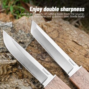 Double Knife Set, Flexible Cooking Knife for Peeling, Slicing, Trimming, etc., Precision Close Knife, High Carbon Stainless Steel Blades, Kitchen Knives, Yellow