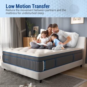 King Mattress,14 Inch Medium Plush Hybrid Mattress,Cooling Gel Memory Foam with Individually Pocket Springs,Soft Fabric Mattress KIng size for Pressure Relief,Mattress in box,CertiPUR-US