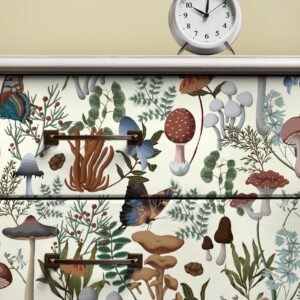 EeeComing Mushroom Wallpaper Peel and Stick Wallpaper Boho Wallpaper 78.7" x 16.14" Mushroom Contact Paper Removable Wallpaper for Bedroom Living Room Bookcase Bathroom Self Adhesive Vinyl