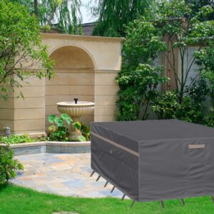 Garden Balsam Heavy Duty Waterproof Patio Furniture Covers,Fade Resistant Outdoor Table and Chair Covers Rectangular 90"Wx 60"D x 28"H Dark Grey