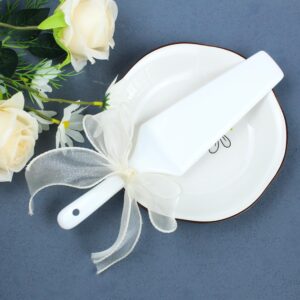 PTORIZNY Pack of 2 Wedding Ceramic Pizza Pie Cake Server White Pie Cake Shovel Cutter Cake Cutting Set for Wedding, Birthday Party, Anniversary Durable Cake Server with Smooth Edge (Big and Small)