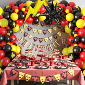 Red Black Yellow Balloon Garland Arch Kit,Cartoon Game Birthday Party Decorations,Cartoon Theme Latex Balloon Arch For Cartoon Ball Baby Shower Birthday Party Supplies