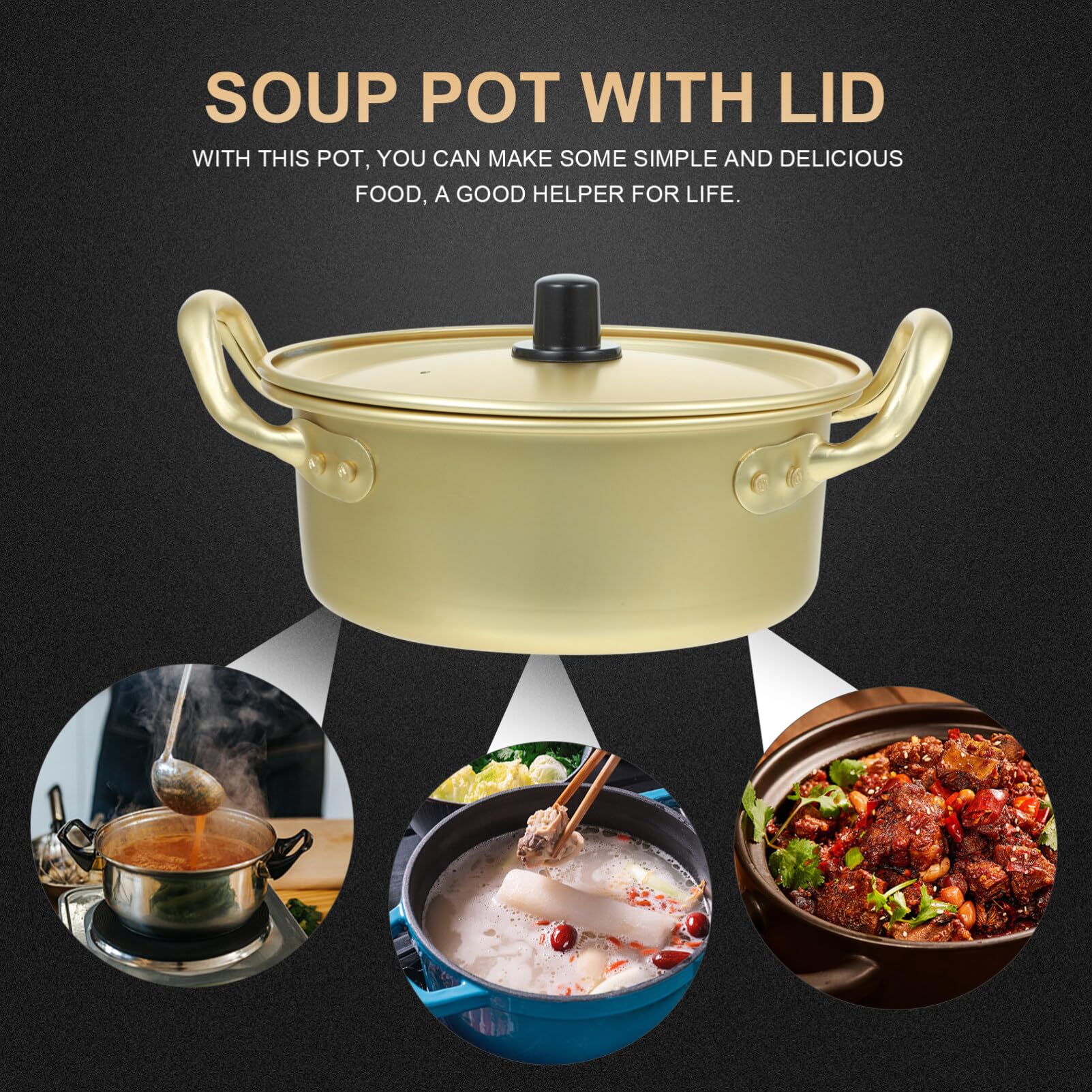 1 Set Instant Noodle Pot Korean Ramen Noodles Non Japanese Spoon Everyday Pan Hot Pot Korean Noodles Clay Cooking Double Korean Ramen Cookware Container Jumpsuit Household Aluminum