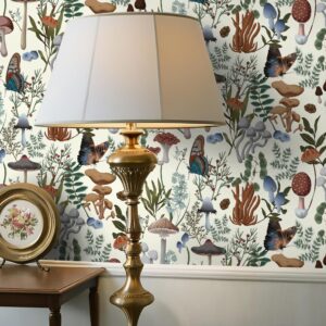 EeeComing Mushroom Wallpaper Peel and Stick Wallpaper Boho Wallpaper 78.7" x 16.14" Mushroom Contact Paper Removable Wallpaper for Bedroom Living Room Bookcase Bathroom Self Adhesive Vinyl