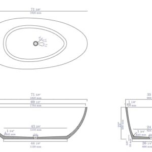 ALFI brand ABCO72TUB 72" Solid Concrete Tear Drop Freestanding Bathtub