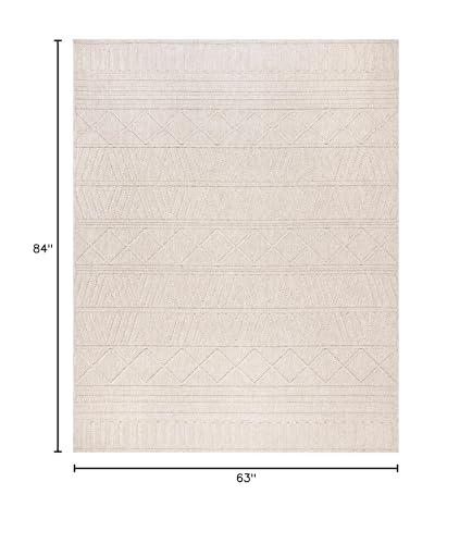 Gertmenian Indoor Flat Woven Area Rugs | Durable, High-Traffic, Non-Shedding & Stain Resistant | Brindi, Beige, 5x7 Standard, 27804