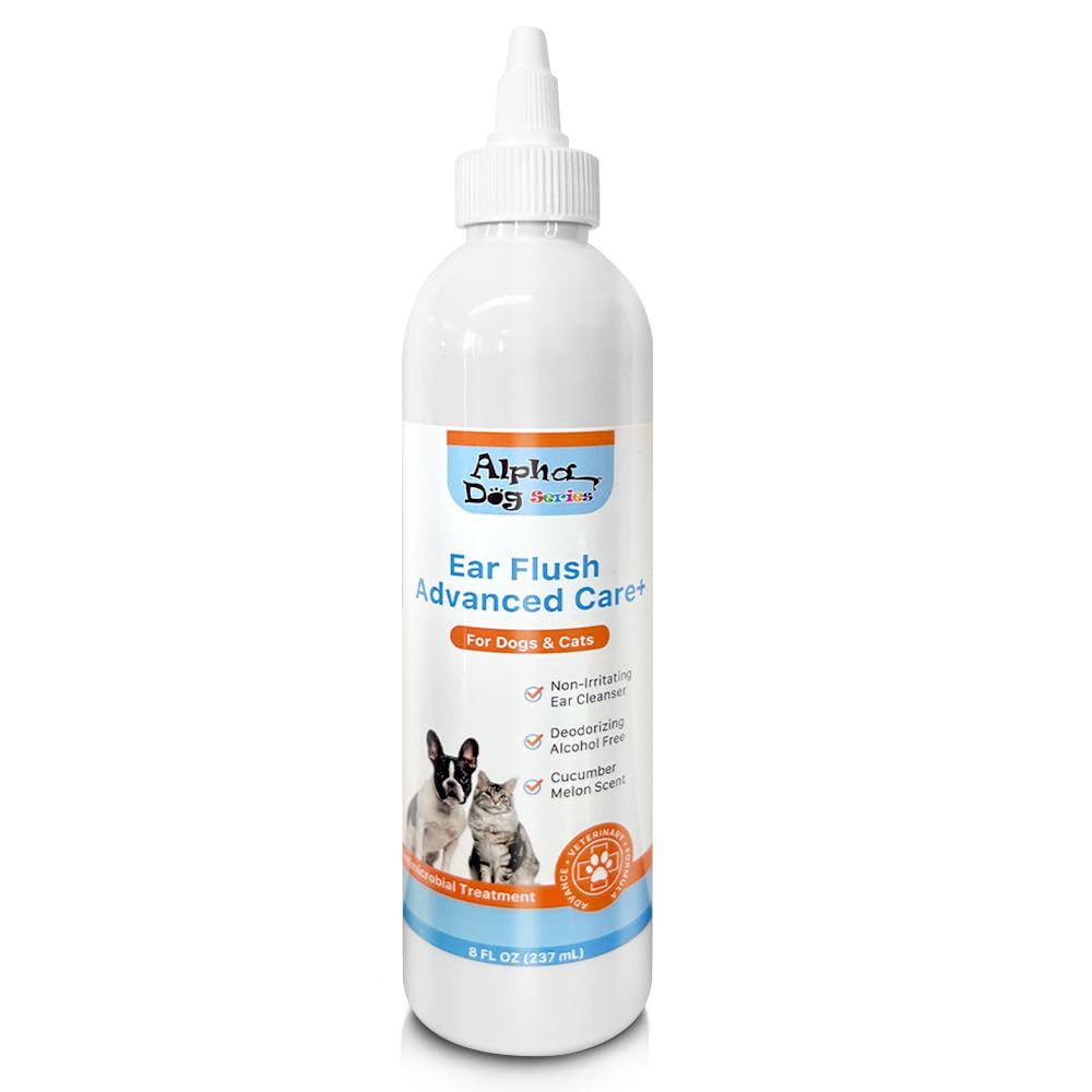 ALPHA DOG SERIES Advanced Ear Cleaner, Soothing Otic Solution (8 oz) – Reduces Itching, Odor & Wax Buildup – Safe for Dogs & Cats – W/Aloe & Vitamin E