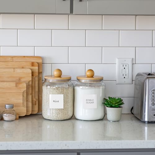 Glass Laundry Jars with Airtight Lids - Kitchen & Laundry Room Organization Containers with Dryer Sheet Holder,Bamboo Tray - Laundry Detergent Powder Half Gallon Storage Canisters with Labels