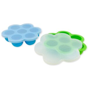 2 pack silicone egg bites molds, reusable egg bites pan with lid, alternative to sous vide egg bite maker, suitable for air fryer, blue and green, 6.3in