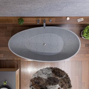 ALFI brand ABCO72TUB 72" Solid Concrete Tear Drop Freestanding Bathtub