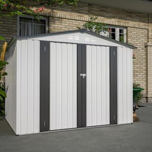 Goohome 6x8ft Metal Outdoor Storage Shed, Large Heavy Duty Tool Sheds with Lockable Doors & Air Vent,Utility and Tool Storage shed for Backyard Patio Lawn to Store Bikes, Tools, Lawnmowers