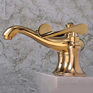 Kitchen Sink Mixer Tap, Faucets Three Holes Gold Faucet Selling Creative The New Bathroom Bathtub Water-Tap Cold Heat Plumbing Hardware Tap Sink Basin Mixer Taps