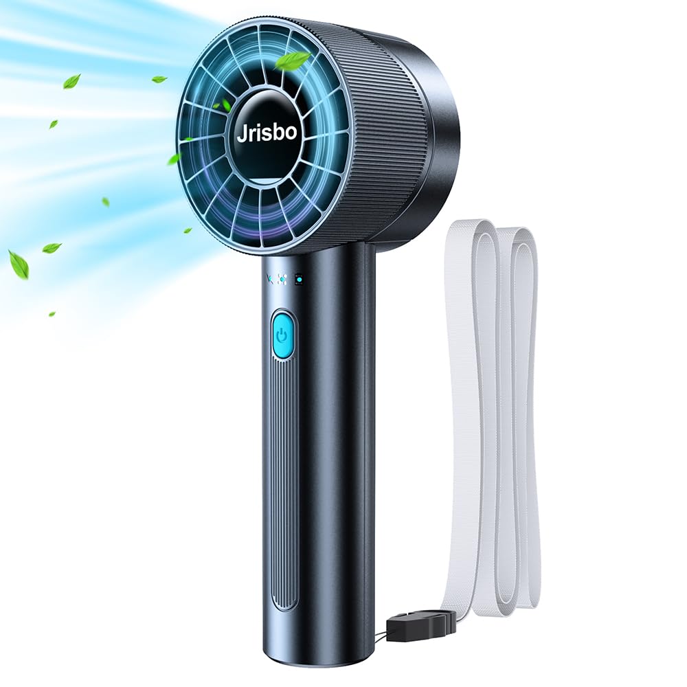 Jrisbo Portable Fan Handheld, High Speed Mini Personal Fan, 2600mAh Battery Powered USB Rechargeable Fan with 4 Speeds for Travel, Outdoor, Home, Office