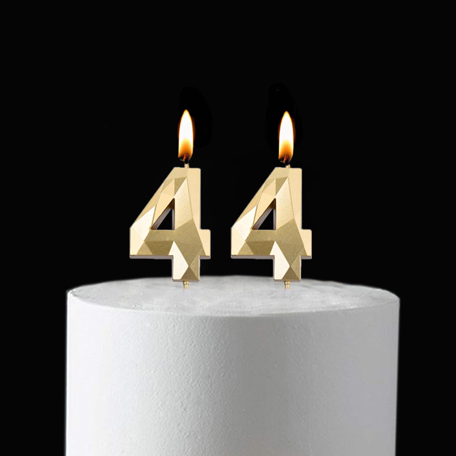 2 inch Gold 44 Birthday Candles, 3D Diamond Number 44th Cake Topper for Boys Girls Birthday Party Decorations Theme Party