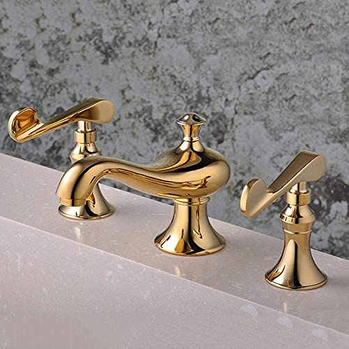 Kitchen Sink Mixer Tap, Faucets Three Holes Gold Faucet Selling Creative The New Bathroom Bathtub Water-Tap Cold Heat Plumbing Hardware Tap Sink Basin Mixer Taps