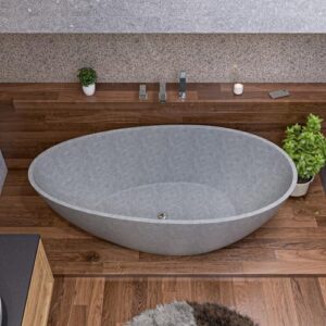 ALFI brand ABCO72TUB 72" Solid Concrete Tear Drop Freestanding Bathtub