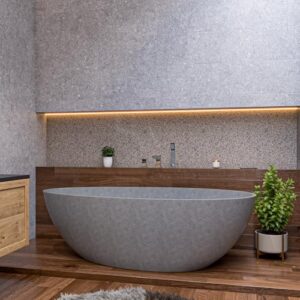 ALFI brand ABCO72TUB 72" Solid Concrete Tear Drop Freestanding Bathtub