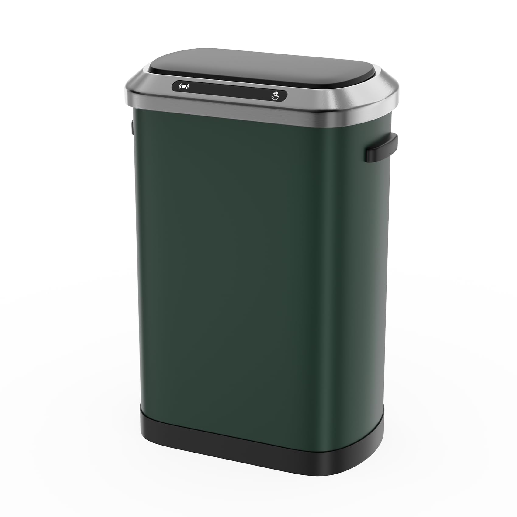 Fulocseny Smart Automatic Trash Can, 13 Gallon 50 L Stainless Steel Thickened Body Mute Sensor Lid with 30 Count Garbage Bags, Kitchen, Office and Bedroom for Garbage Can, Green