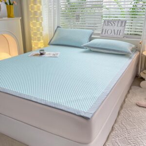 ZIQINPSQ Cooling Mattress Topper Set with Pillowcase Good Heat Conduction Sleeping Mat for Summer Hot Sleepers Breathable & Nonslip Bed Pad (Light Blue, Twin XL)