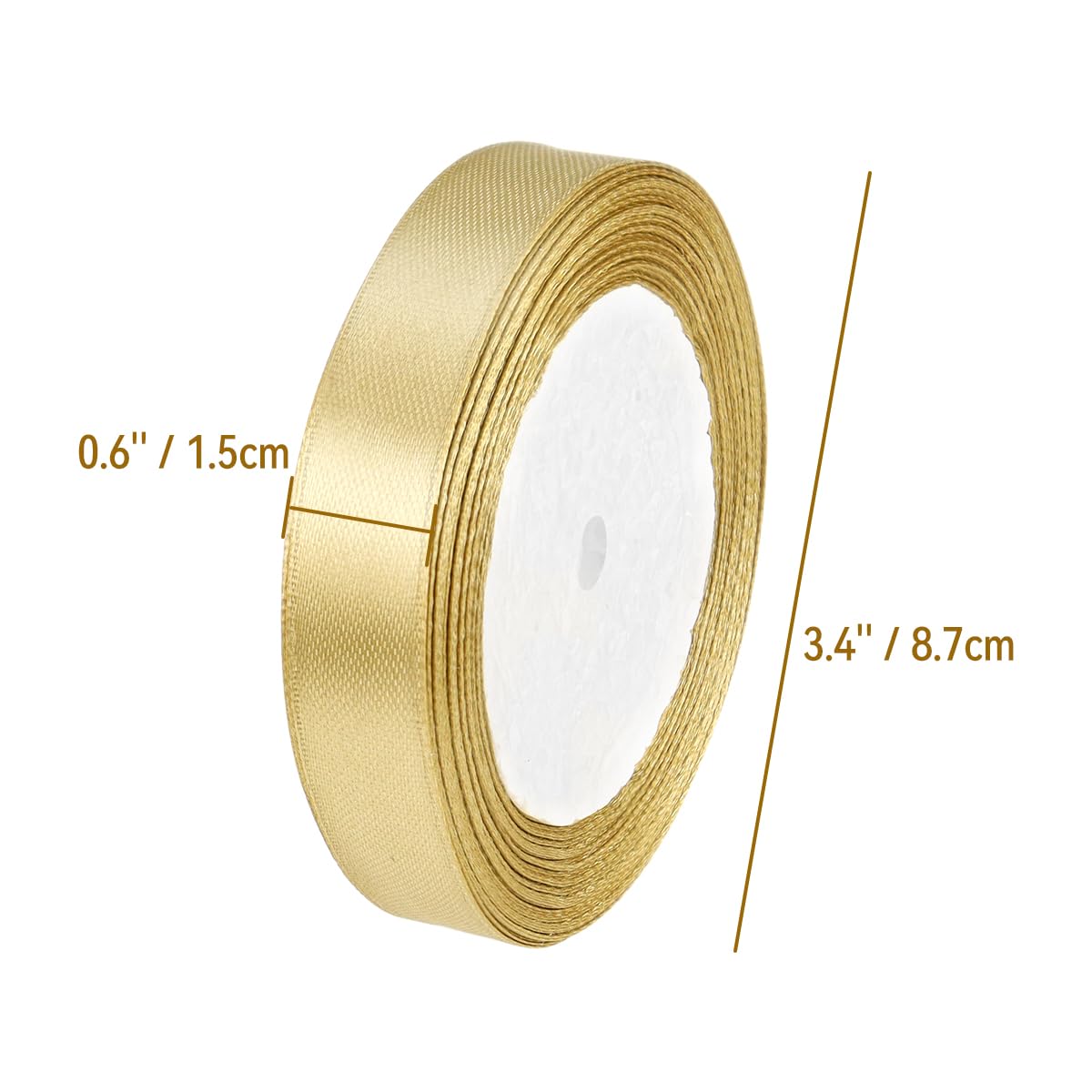 1 Roll Gold Double Faced Satin Ribbon 24 Yards Satin Fabric Silk Ribbon Use for Crafts, Bows Bouquet, Gift Wrapping, Wedding Decoration, Flower Bouquet, Holiday Decorating (0.6 Inch /1.5cm Wide)