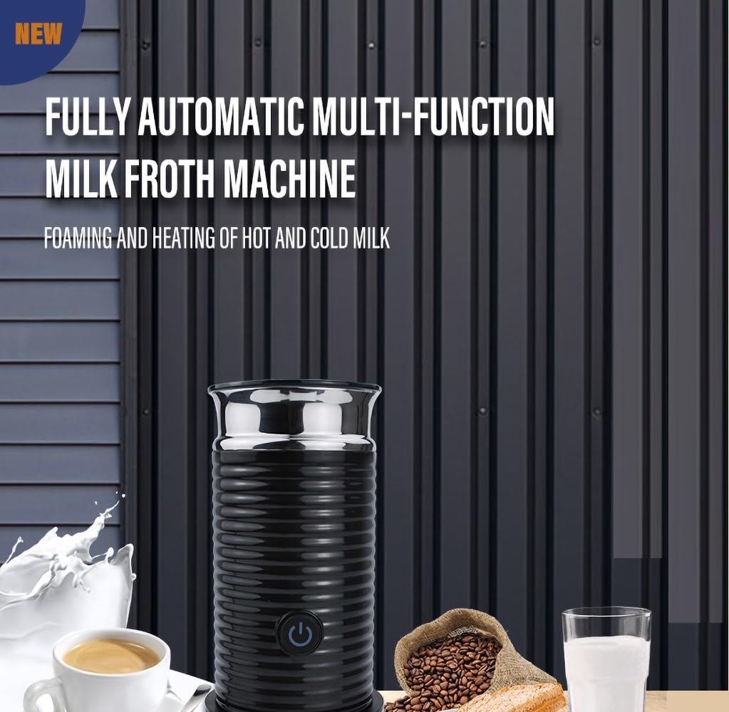 Milk frothing machine，Automatic milk frother，Electric for Hot & Cold Froth, Froth Or Heat Milk，Multifunctional milk frother，Automatic off & Easy Cleaning, Silent Operation (black)