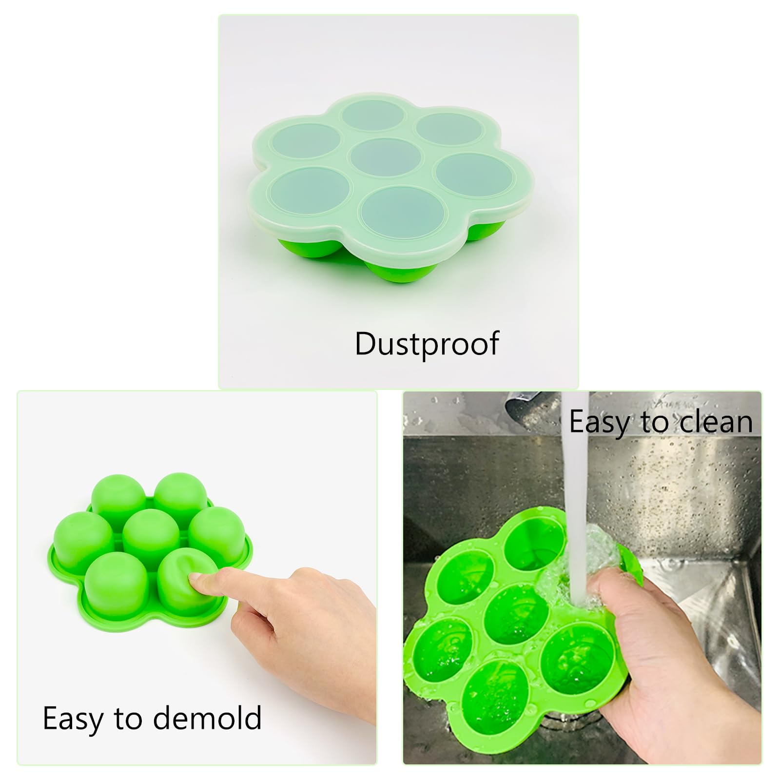 2 Pack Silicone Egg Bites Molds, Reusable Egg Bites Pan with Lid, Alternative to Sous Vide Egg Bite Maker, Suitable for Air Fryer, Blue and Green, 6.3in