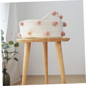 ABOOFAN Storage Basket Boho Basket Storage Shelf Clothes Container Shelf Storage Rack Woven Laundry Baskets Sundry Cosmetic Storage Holder Shelf Basket Pink To Weave Cotton