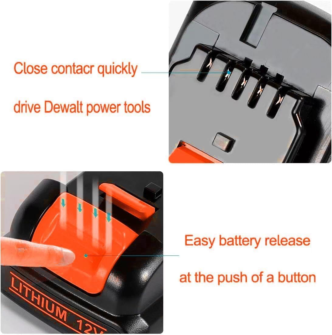 SJZNHFTOLO DCB120 12V 4.0Ah Replacement Battery for Dewalt 12V Battery DCB121 DCB123 DCB122 DCB124 DCB125 DCB127 Compatible with All Dewalt 12 Volt Max Lithium Battery(2 Pcak)