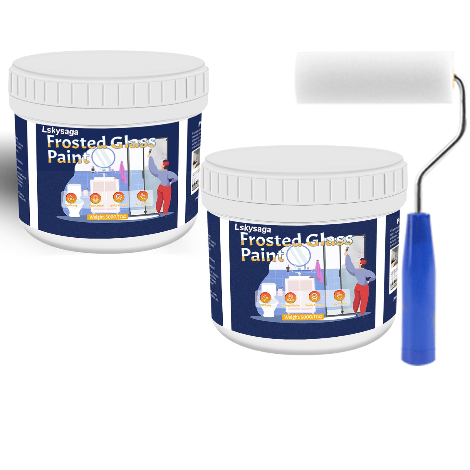 35.27 oz Frosted Glass Paint Kit, Frosted Glass Spray, Low Odor Privacy Protect&UV Resistant Glass Frosting Paint for Windows, Shower, Bathroom, Office, Glass Bottle Crafts, Sliding Door etc.