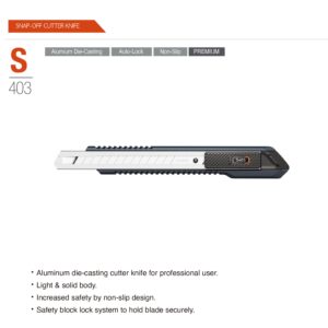 DORCO Professional S403 9mm Snap-Off Cutter Knife + Precision 9mm (11 Blades) | Premium Quality Aluminum Die-Cast Body | Auto-Lock & Safety Block System