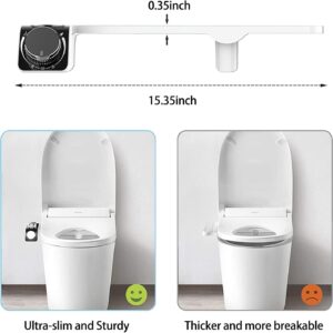 Bidet Attachment for Toilet Non-Electric Self-Cleaning Dual Nozzle Fresh Cold Water Sprayer Bidet Adjustable Water Pressure Feminine Wash, Bidet Sprayer for Toilet Easy to Install,White