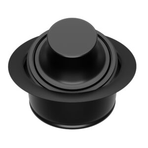 EXAKEY Kitchen Sink Garbage Disposal Flange and Stopper,Sink Drain Flange with Stopper for Garbage Disposal Stainless Steel Fit Universal 3-1/2 Inch Standard Sink Drain Opening Matte Black