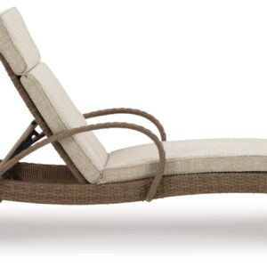 Signature Design by Ashley Beachcroft Outdoor Chaise Lounge with Cushion, 30" W x 79" D x 40" H, Dark Brown & Beige