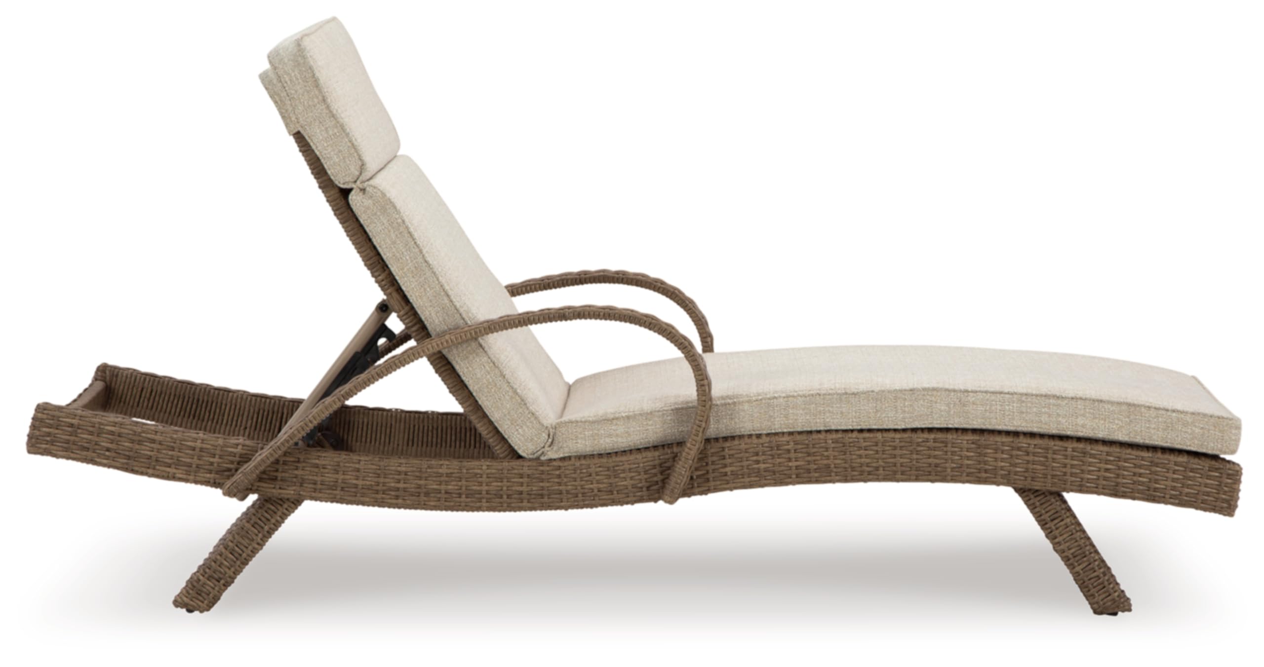 Signature Design by Ashley Beachcroft Outdoor Chaise Lounge with Cushion, 30" W x 79" D x 40" H, Dark Brown & Beige