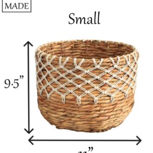 Eden Grace Handwoven Wicker Baskets, Twisted Weave with Macrame Accent - Round, Artisan Craftsmanship for Stylish Organization 1-Large