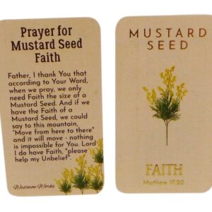 Mustard Seed Holy Card Bulk Pack Mixed 10 Pack Bundle Matthew 17:20 Faith Prayer and Cards with Seeds, 5 of Each