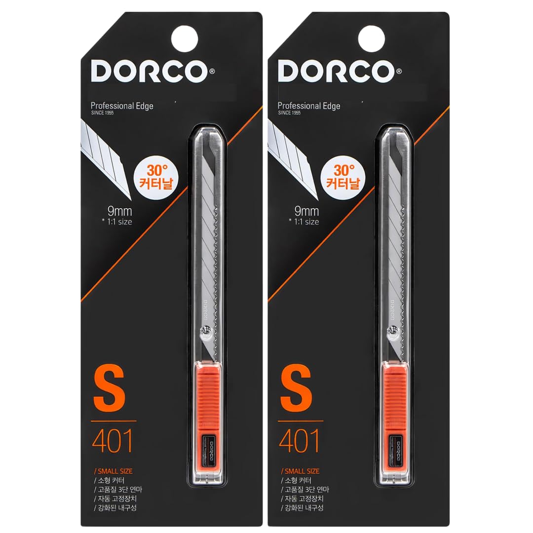 DORCO S401 Specialty Utility Knife (2 Pack) – 30° Angle Blade, Professional Craft & Design Tool for Artists and Designers – Ergonomic, Left & Right-Handed